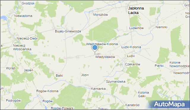 mapa Władysławów, Władysławów gmina Jabłonna Lacka na mapie Targeo